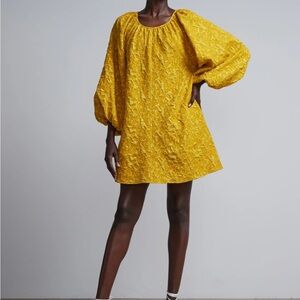 New York & Company Yellow Long Sleeve Dress